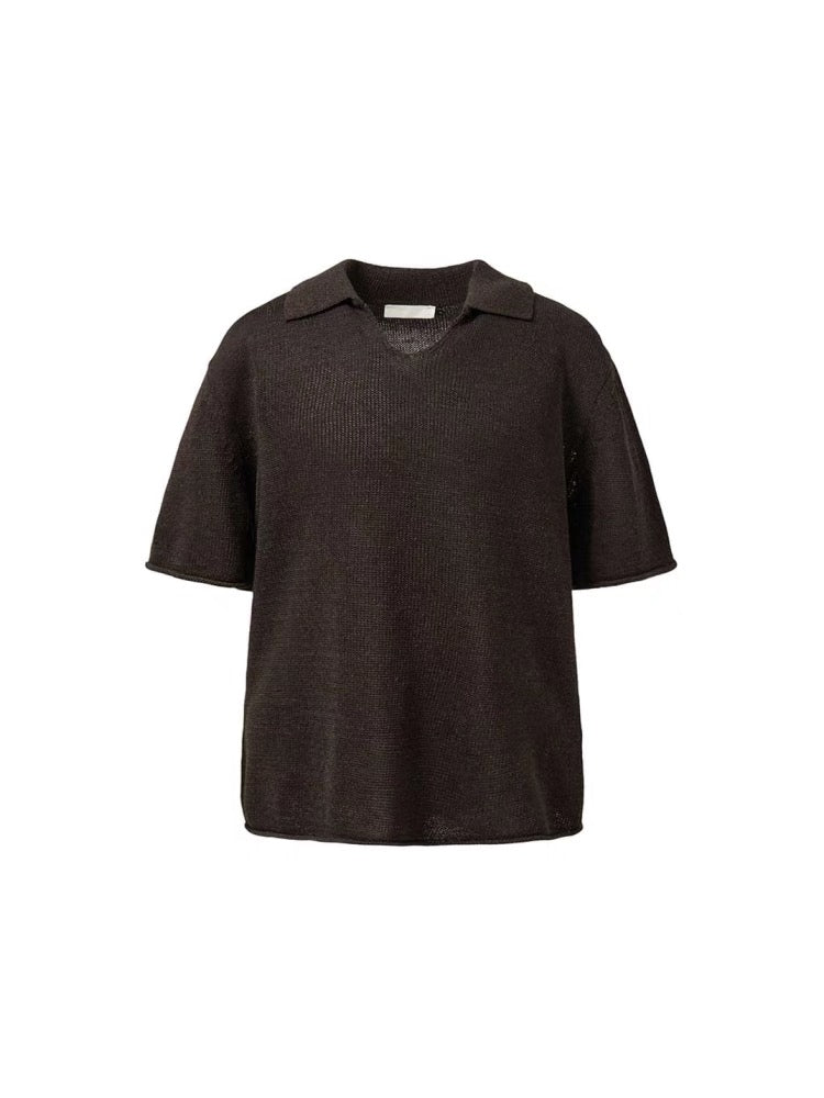 25春夏 PAPER YARN COLLAR KNIT 针织短袖