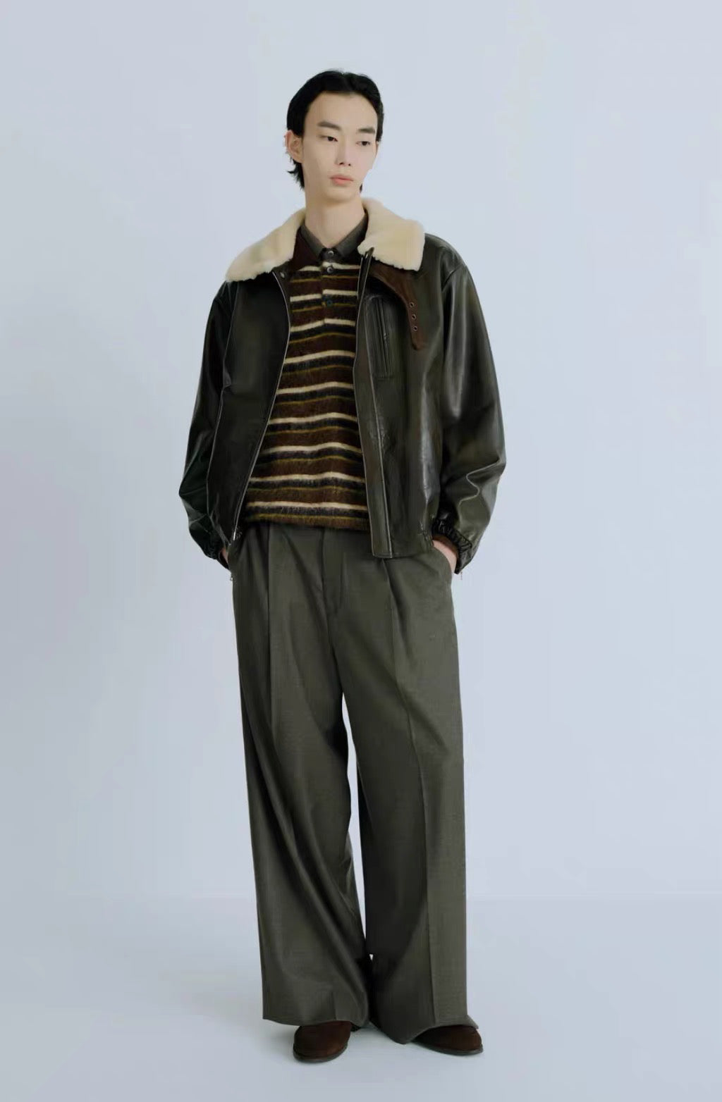 26秋冬 MOUTON COLLAR CALF ZIP JACKET